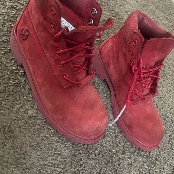 Timberland Bold Red Lace-Up Boots - Picture 1 of 6